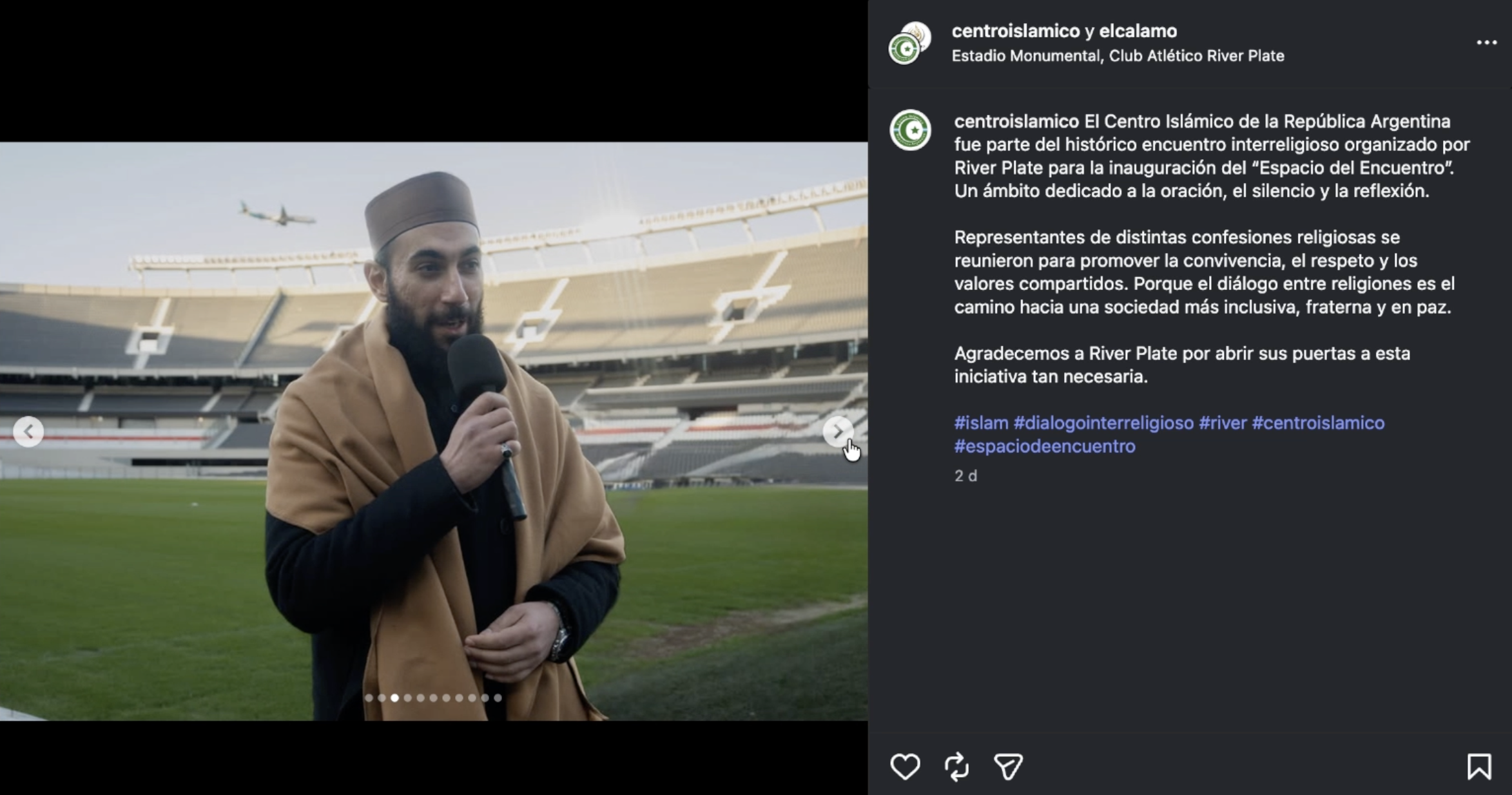 River Plate crea un espacio interreligioso con participación musulmana.