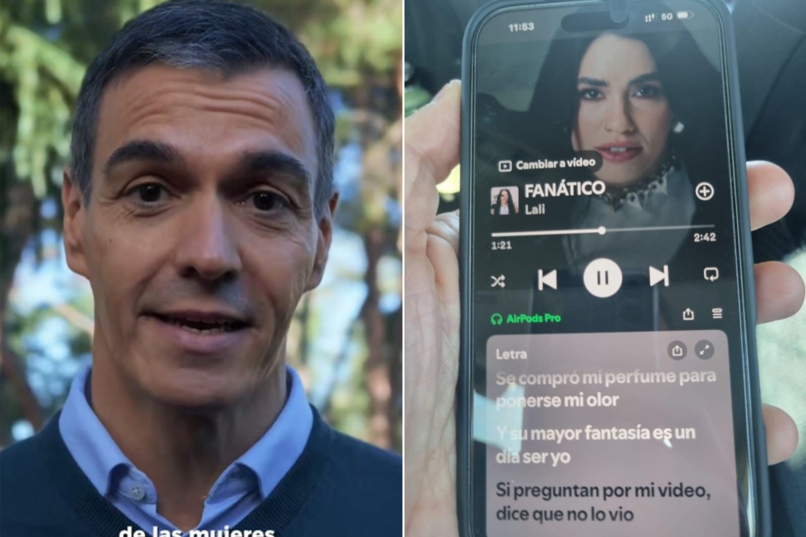 Imagen: Sánchez le respondió a Milei con una imagen de Lali mientras España los miraba a los dos