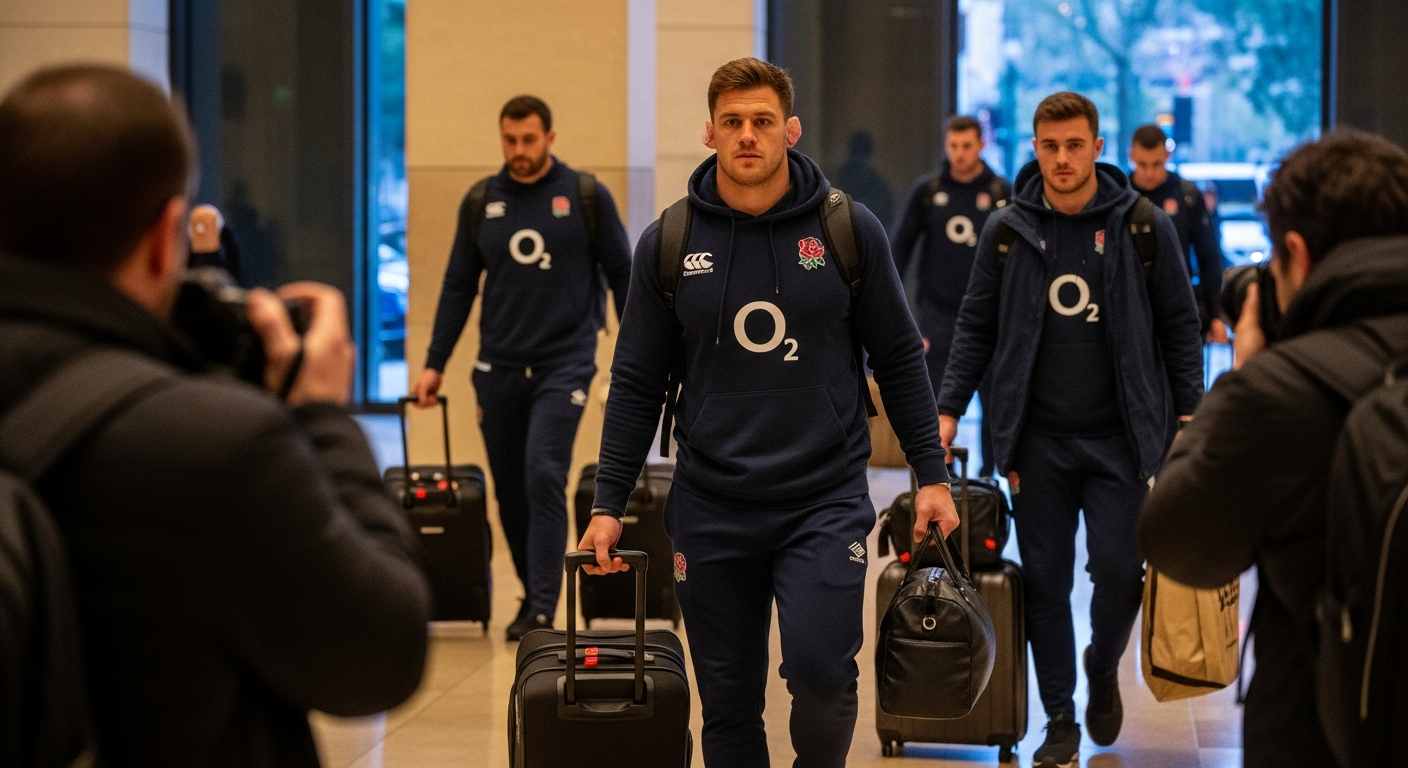 Imagen generada por IA para: Fuegos hasta las 4 AM y cambio de hotel: Inglaterra llegó al Test Match con los Pumas bajo condiciones insólitas