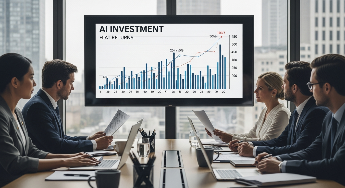Imagen generada por IA para: La burbuja de IA: datos que cuestionan el retorno real de las inversiones en inteligencia artificial