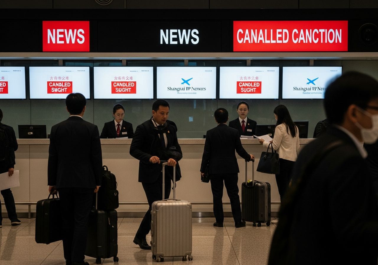 Imagen generada por IA para: El Tifón Dolphin paralizó Shanghai: 1.300 vuelos cancelados y 300.000 evacuados en horas