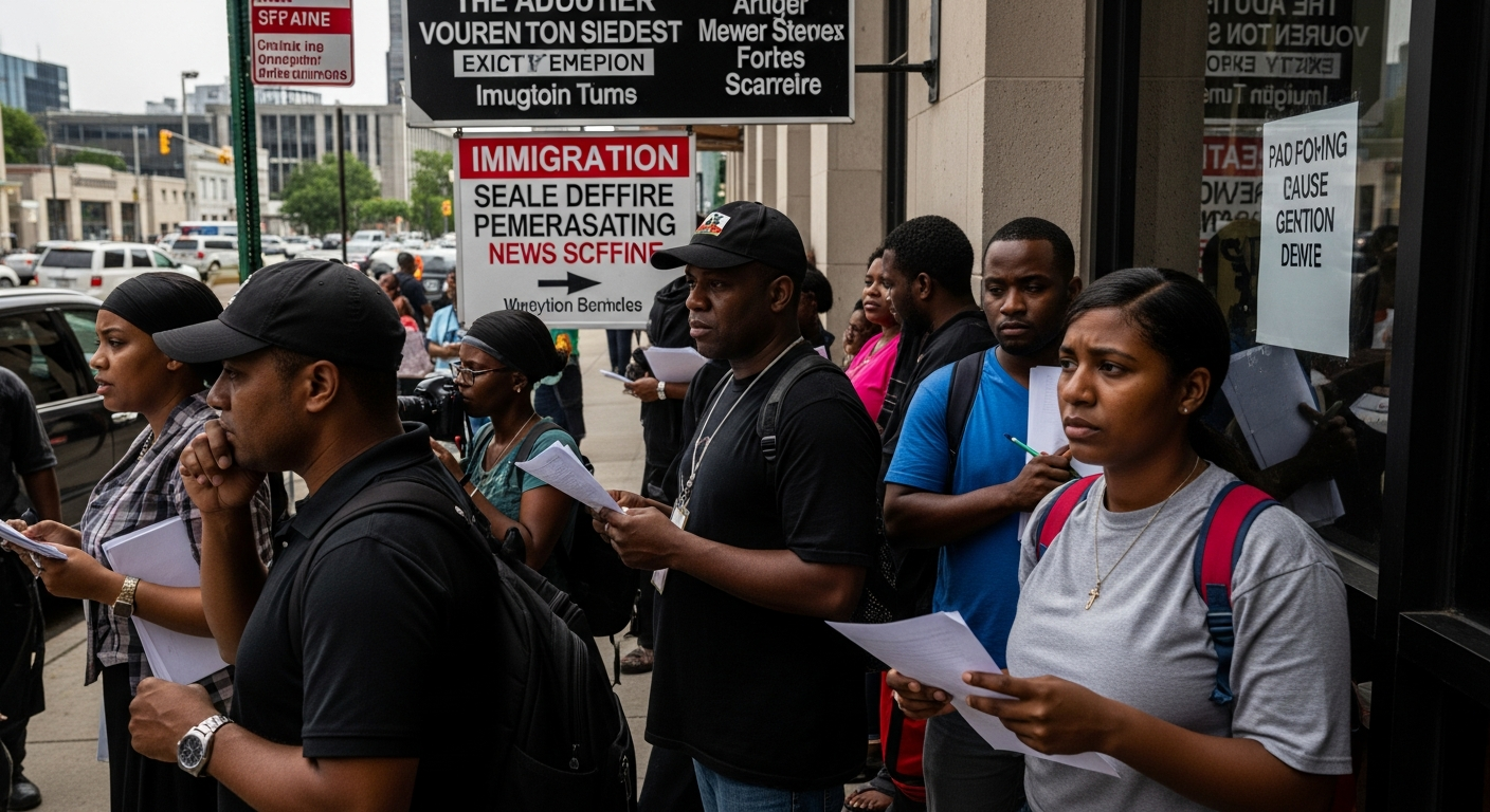 Imagen generada por IA para: La Corte Suprema de EE.UU. le dio luz verde a Trump para deportar a más de 350.000 haitianos y sirios