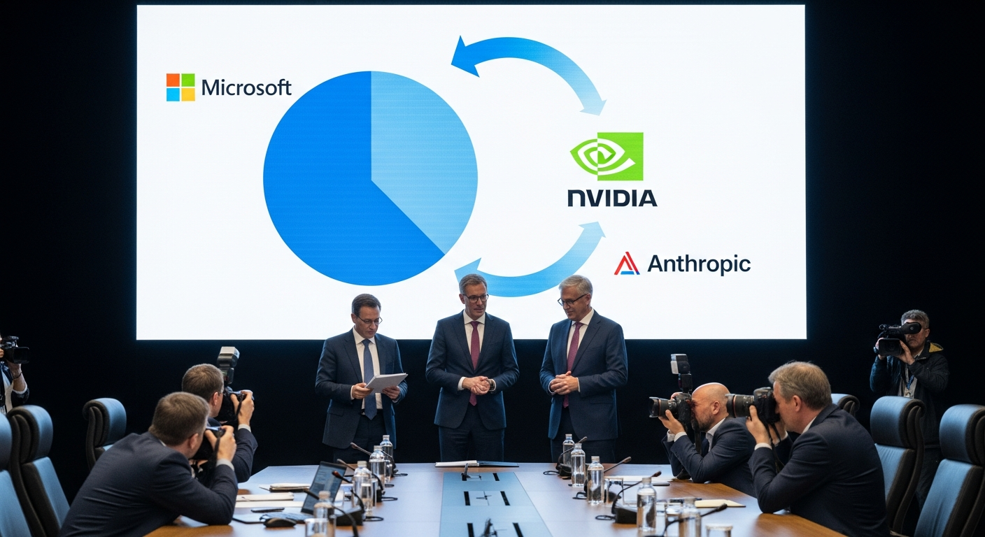Imagen generada por IA para: La 'loopificación' de la IA: cómo Microsoft, Nvidia y Anthropic se convirtieron en socios, clientes y…
