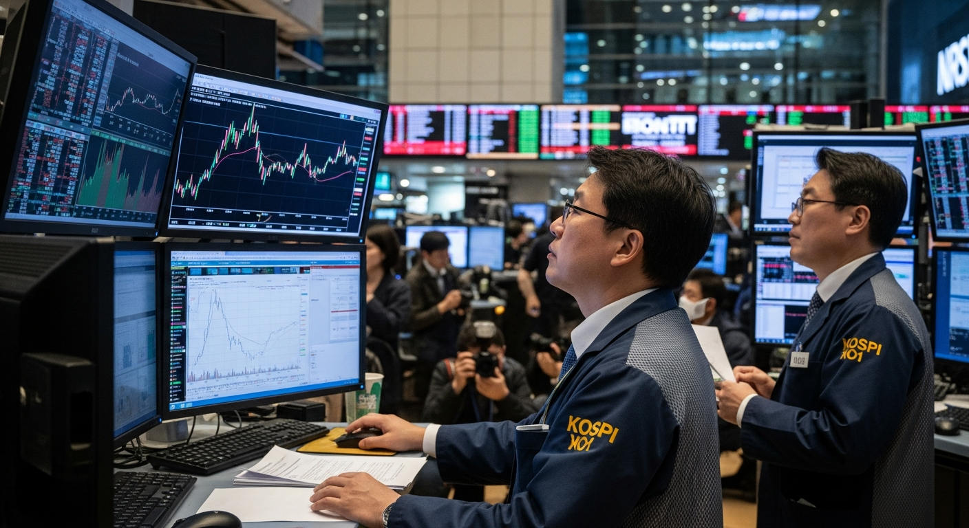 Imagen generada por IA para: El mercado que subió 297% se derrumbó 34% en 25 días: el KOSPI y la trampa del optimismo IA
