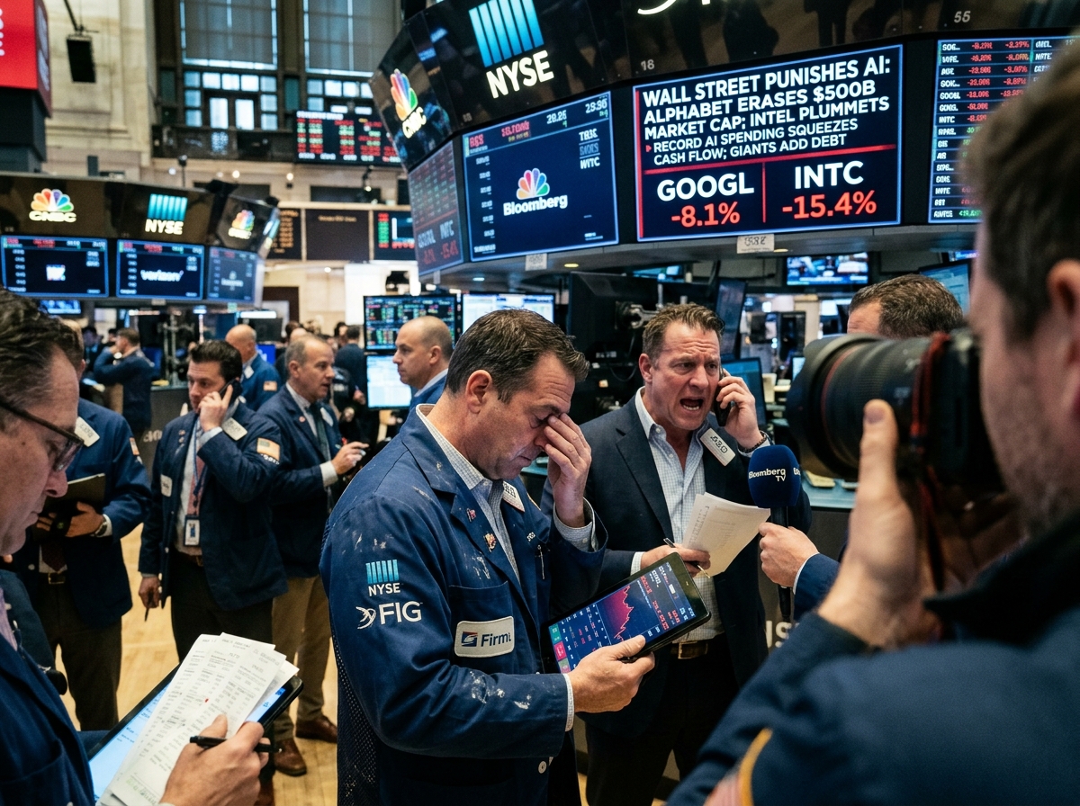 Wall Street le pasa la factura a la IA: Alphabet pierde US$500.000 millones en bolsa e Intel tiene su peor caída desde 1974